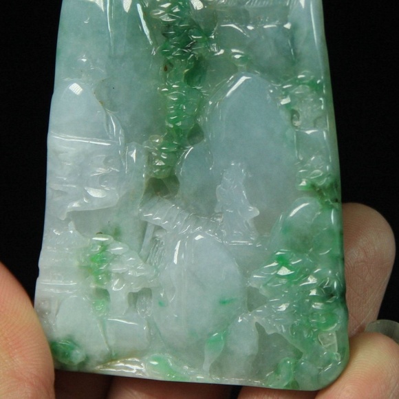 Certified Green 100% Natural A Jade jadeite Pendant landscape 山水 4838-0300 - Picture 3 of 10